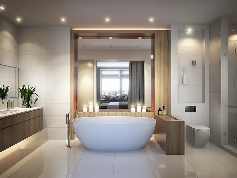 Spacious And Bright Modern Bathroom